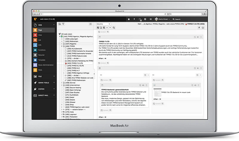 TYPO3 7.6 LTS backend overhauled TYPO3 7.6 LTS backend overhauled