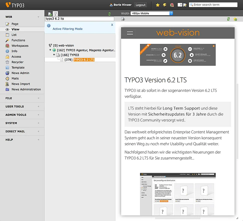 TYPO3 6.2 LTS - Mobile Ready View TYPO3 6.2 LTS - Mobile Ready View