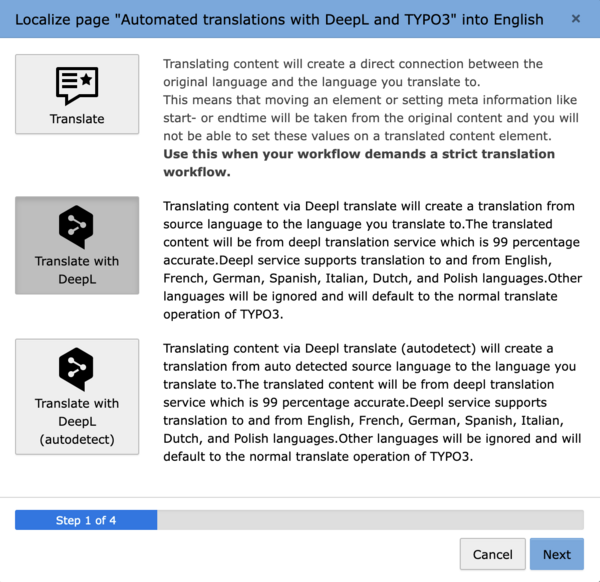 TYPO3 translations with DeepL TYPO3 translations with DeepL