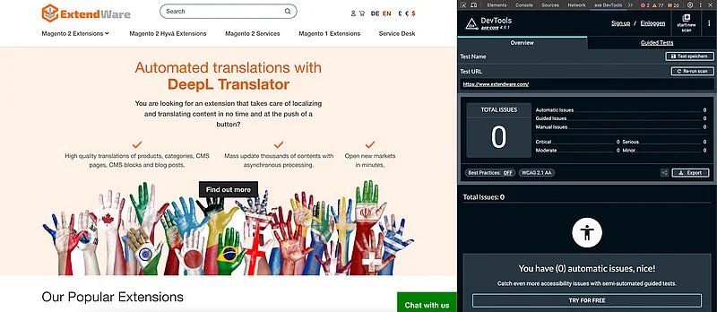 Extendware.com - Accessibility check with AXE tool without errors and hints Extendware.com - Accessibility check with AXE tool without errors and hints