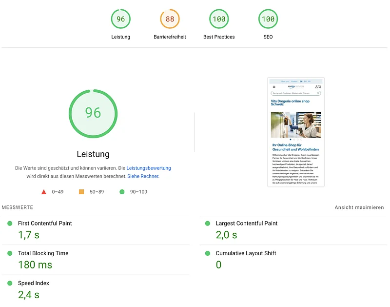 Vita Drogerie - Google Pagespeed Mobile Vita Drogerie - Google Pagespeed Mobile