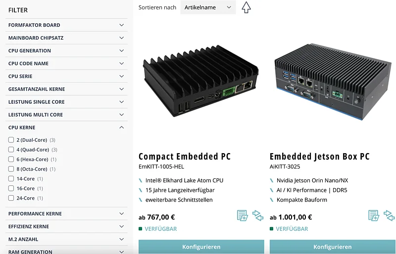 Abeco Filterfunktion