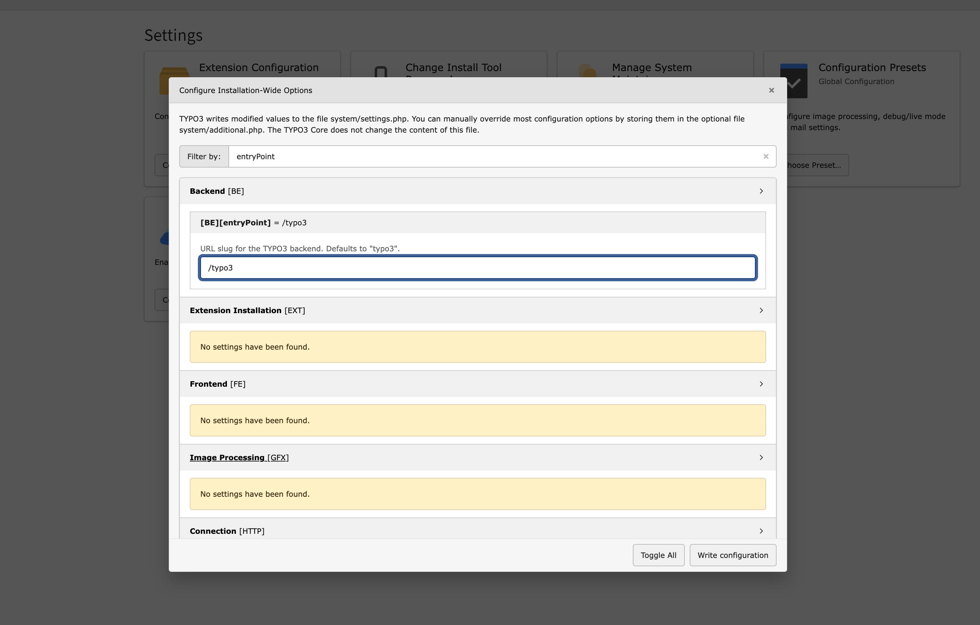 Change the Entry Point of the TYPO3 backend