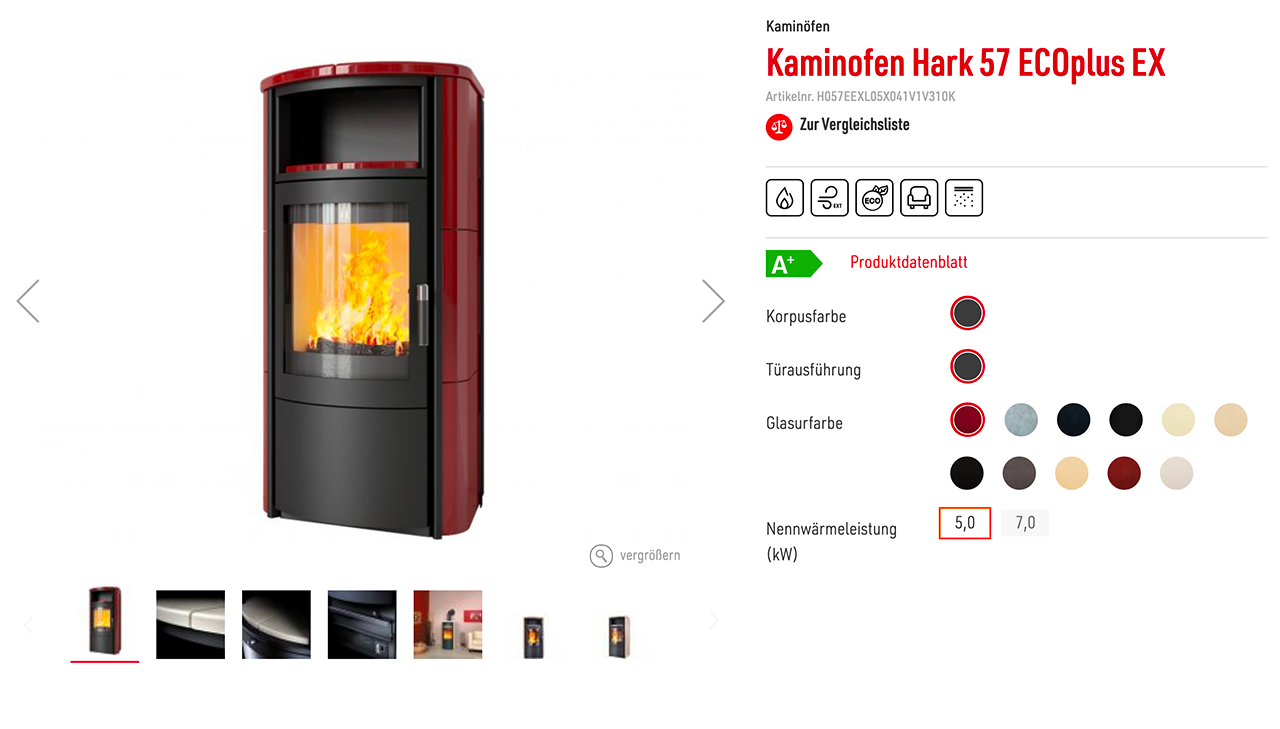 Hark - Configurator for wood-burning stoves