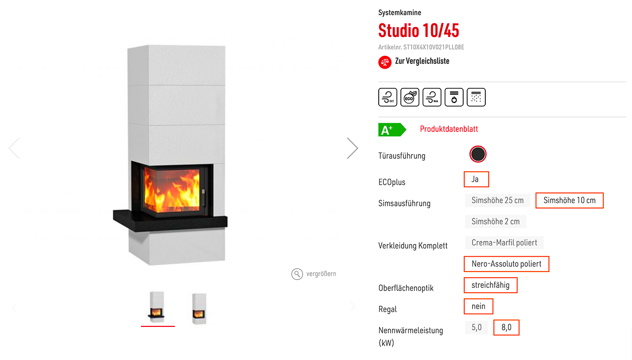 Hark - Konfigurator für Kamin