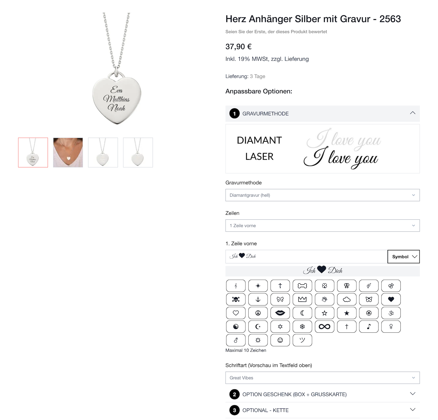 Configurator for jewellery: engravings, fonts, icons, texts, etc. für Schmuck: Gravuren, Schriften, Icons, Texte, uvm.