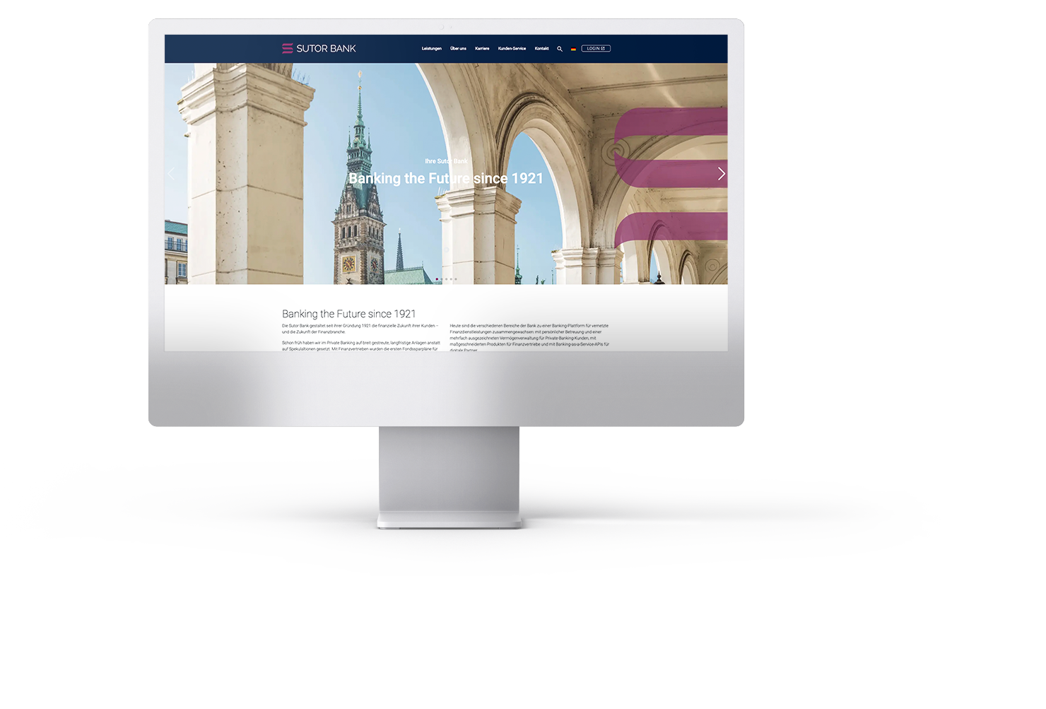 Sutor Bank iMac Mockup